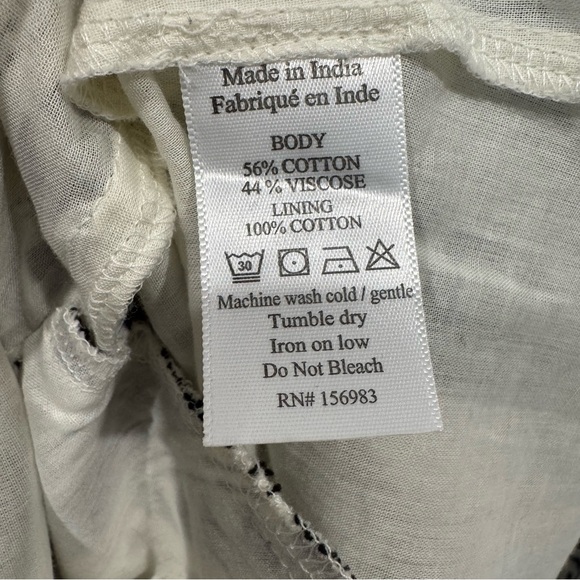 Evereve Black White Boho Stripe Tiered Peasant Dress Small 3/4 Sleeve Lined - Picture 8 of 8